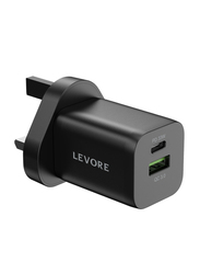 Levore 33W 1XUSB-C PD & 1 Port USB-A QC3 Wall Charger, Black