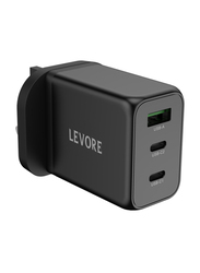 Levore 65W Dual USB-C Ports and 30W 1XUSB-A Port Wall Charger, Black