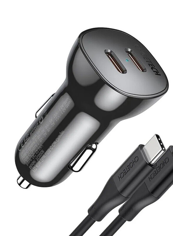 

Choetech PD 40W Dual USB-C Port Car Charger, TC0008, Black