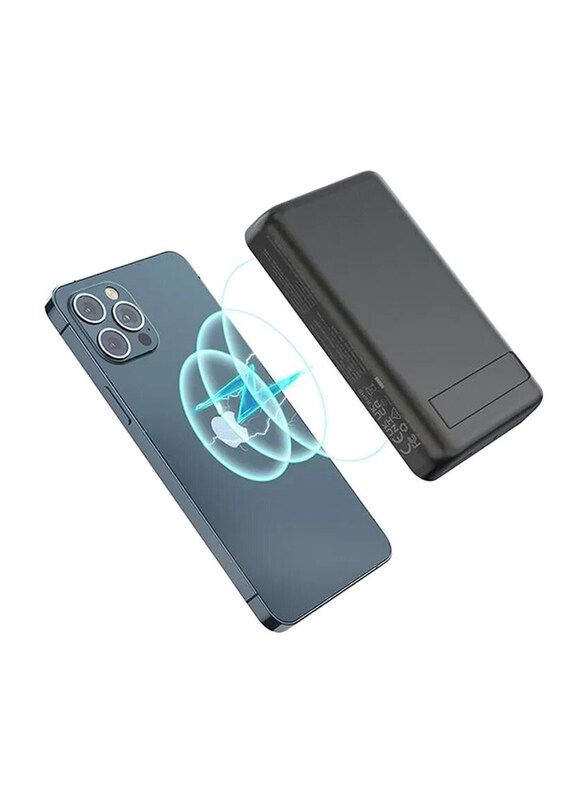 

Choetech 10000mAh Magnetic Wireless Charger Power Bank with Phone Holder, B651, Black