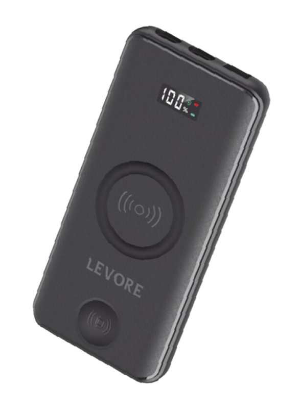 Levore 10000mAh 3 in 1 Wireless Charge PowerBank, Black