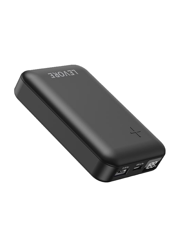 Levore 10000mAh Fast Charging PowerBank with USB-A PD22.5W & USB-C PD20W, Black