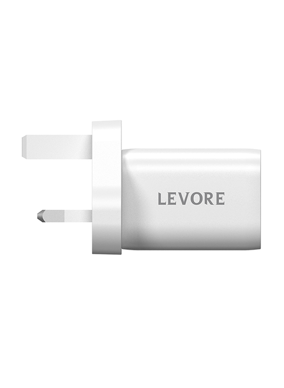 Levore 33W 1XUSB-C PD & 1 Port USB-A QC3 Wall Charger, White