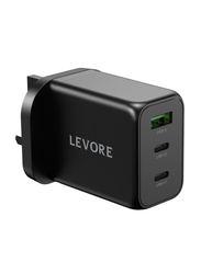 Levore 65W Dual USB-C Ports and 30W 1XUSB-A Port Wall Charger, Black