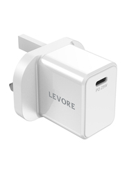 Levore 25W 1XUSB-C Power Delivery Fast Charging Wall Charger, White