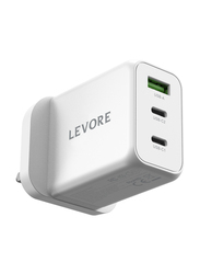 Levore 65W Dual USB-C Ports and 30W 1XUSB-A Port Wall Charger, White