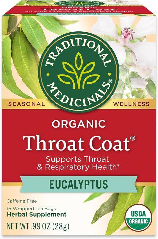

Traditional Medicinals Organic Throat Coat Eucalyptus 16 Wrapped Tea bags 28g