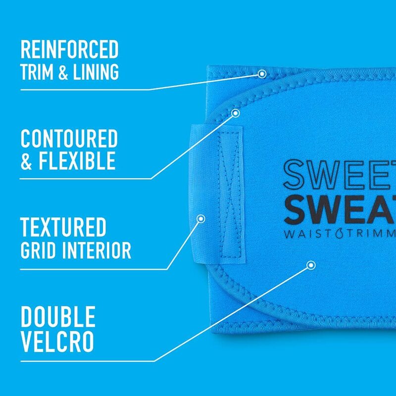 Sports Research Sweet Sweat Waist Trimmer with Latex Free Neoprene Sauna Belt, Medium, Neon Blue