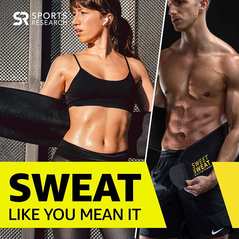 Sports Research Sweet Sweat Waist Trimmer, Medium, Yellow/Black