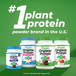 Orgain Organic Plant Based Protein Powder, Vanilla Bean - Vegan, Low Net Carbs, Non Dairy, Gluten Free, Lactose Free, No Sugar Added, Soy Free, Kosher, Non-GMO, 2.03 Pound