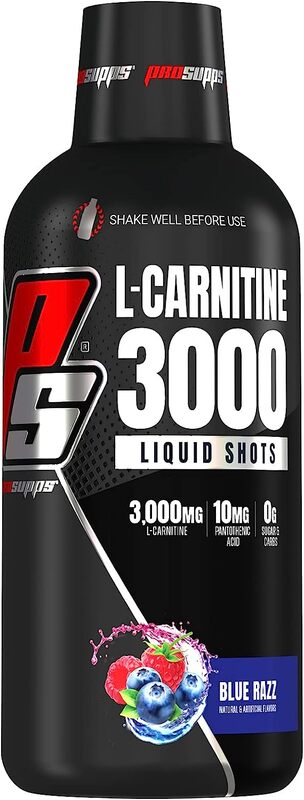 PROSUPPS L-Carnitine 3000 Stimulant Free Liquid Shots for Men and Women - Metabolic Energizer Workout Drink for Performance and Muscle Recovery (Blue Razz)