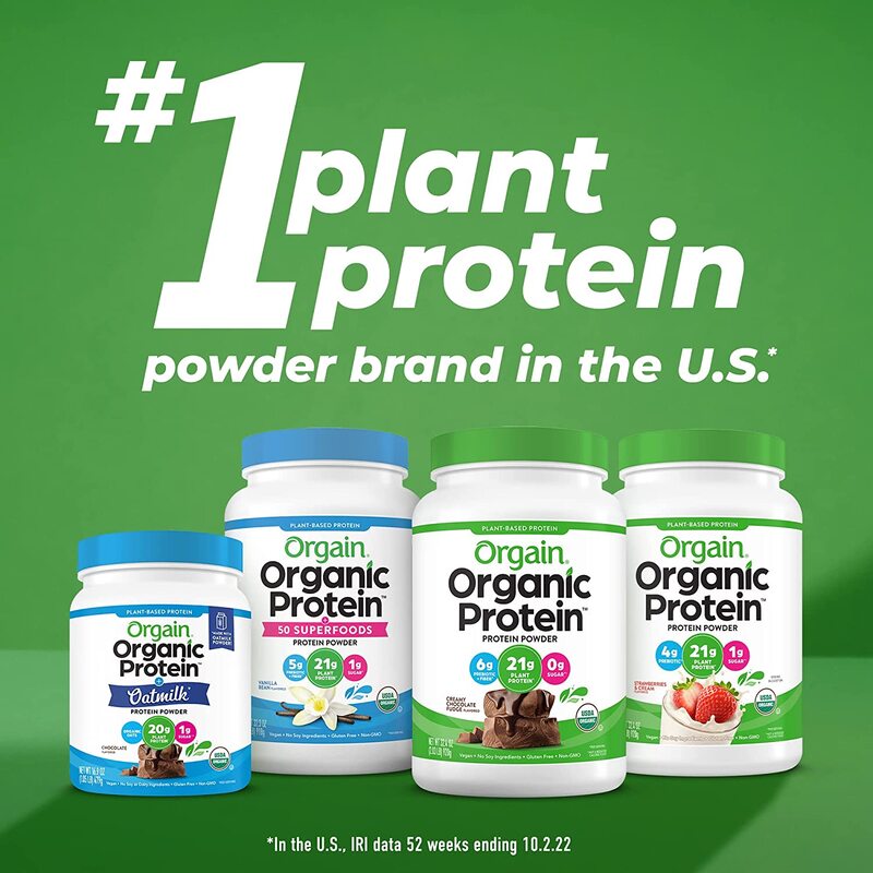 Orgain Organic Protein Plant Based Powder (Creamy Chocolate Fudge,2.03lbs,920g)