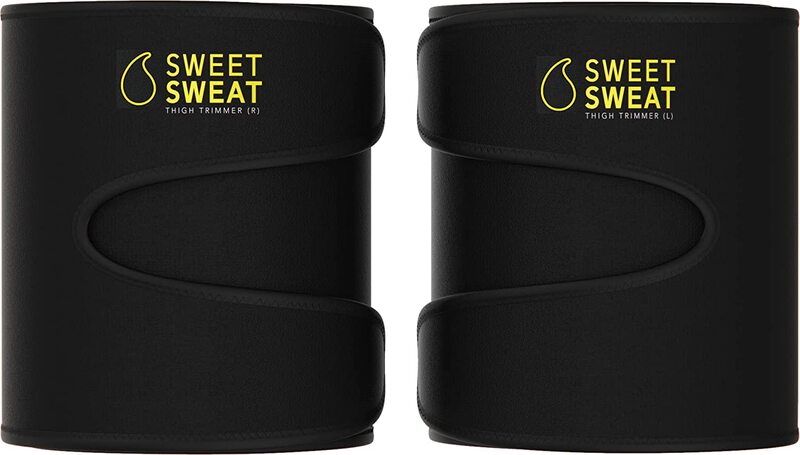 Sports Research Sweet Sweat Thigh Trimmers, Medium, Black/Yellow