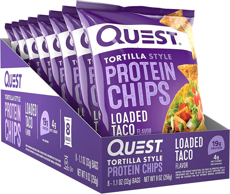 Quest Loaded Taco Nutrition Tortilla Style Protein Chips, 8 Piece x 32g