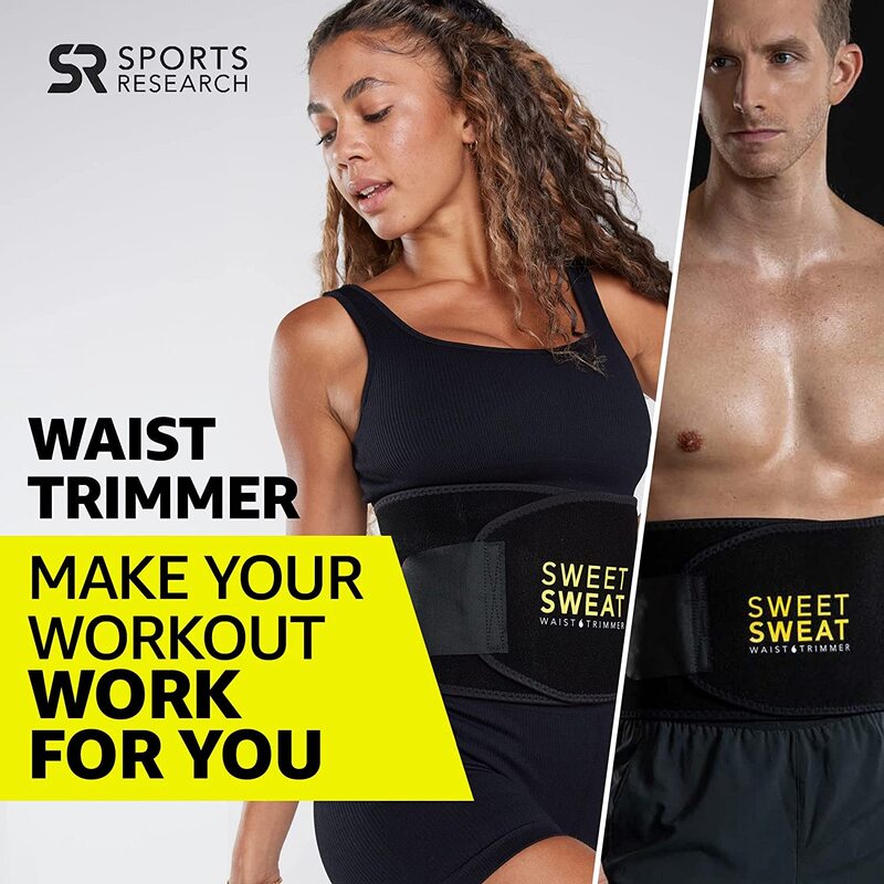 Sports Research Sweet Sweat Waist Trimmer, Large, Yellow/Black