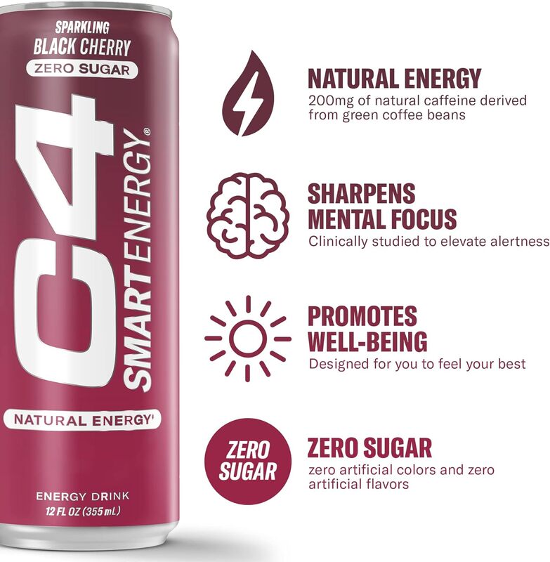 C4 Smart Energy Drink Black Cherry 355 ml Pack of 12