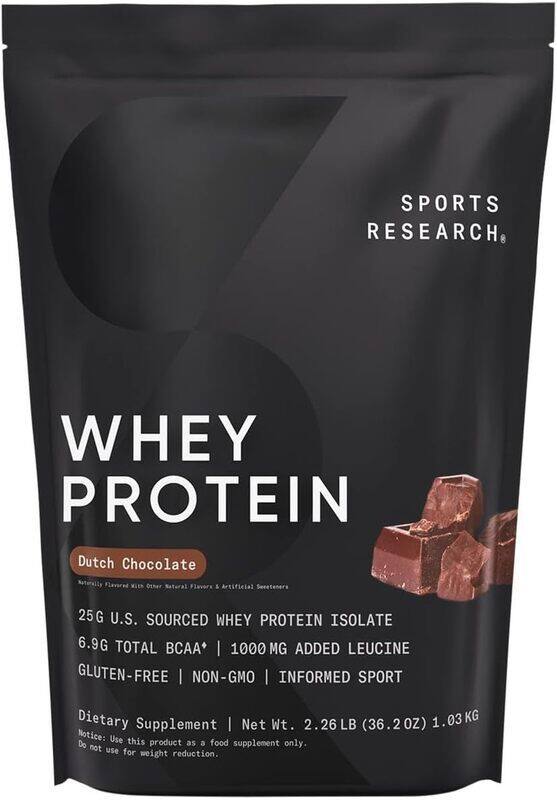 

Sports Research SR Whey Protein Isolate Protein Powder Dutch Chocolate 1.03kg 2.26lbs