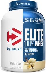 Dymatize Elite 100% Whey Protein Powder, 25g Protein, 5.5g BCAAs & 2.7g L-Leucine, Quick Absorbing & Fast Digesting for Optimal Muscle Recovery, Gourmet Vanilla, 5 lbs