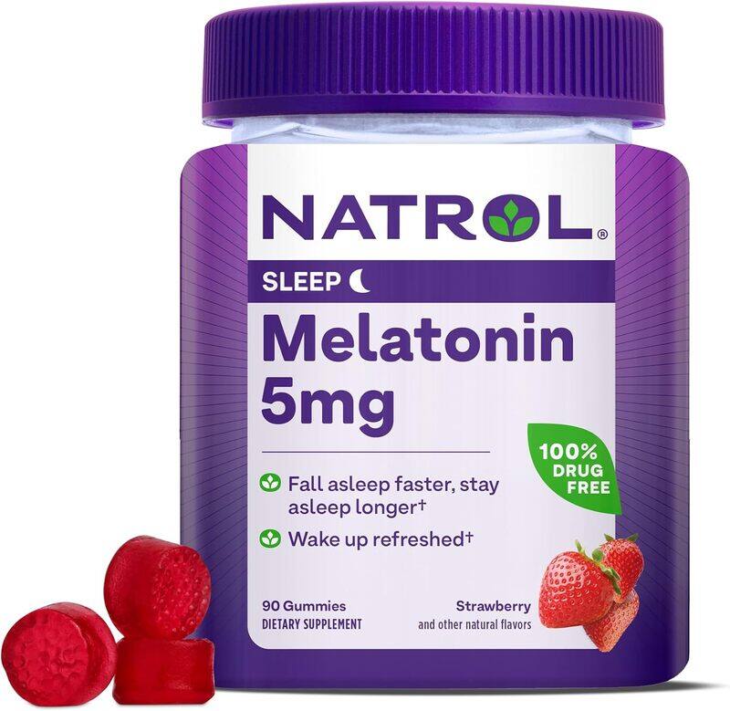 

Natrol Sleep Melatonin 5mg Fall Asleep Faster, Stay Asleep Longer Strawberry 90 Gummies