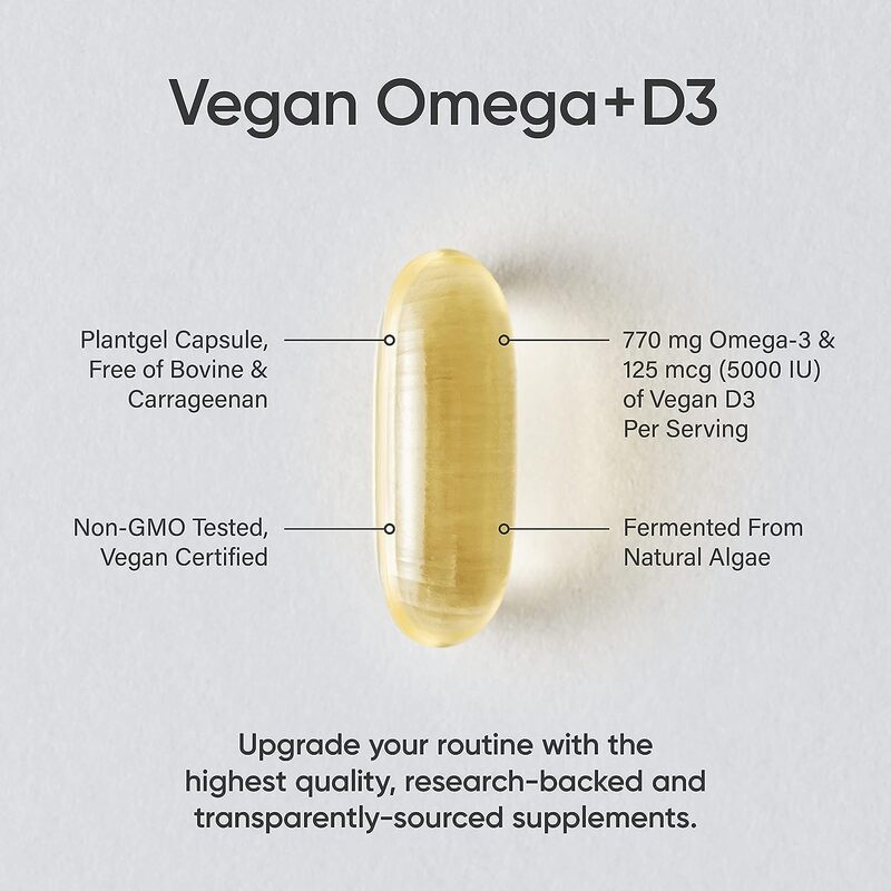 Sports Research Vegan Omega-3 with Vitamin D3 60 Veggie Softgels
