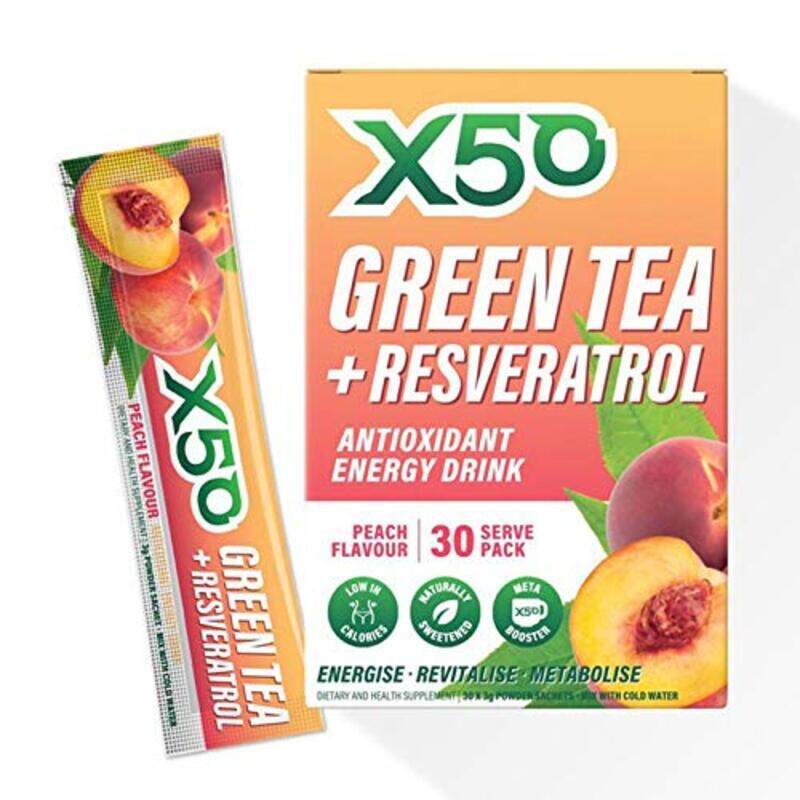 

X50 Peach Green Tea Energy Drink, 30 Sachets