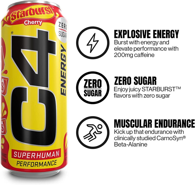 Cellucor C4 Starburst Cherry Energy Drink, 12 x 16oz