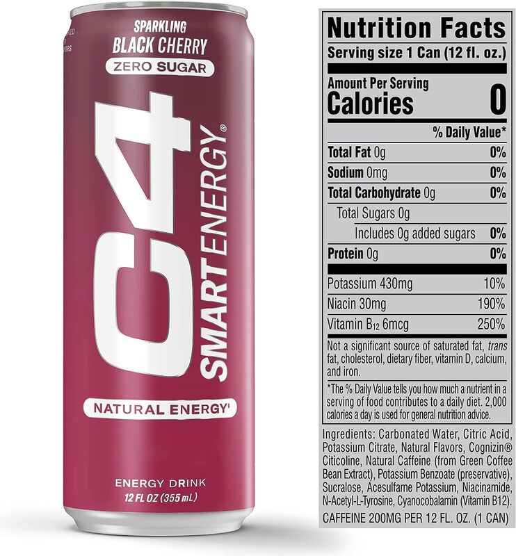 C4 Smart Energy Drink Black Cherry 355 ml Pack of 12