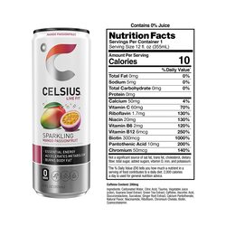 CELSIUS Sparkling Mango Passionfruit, Functional Essential Energy Drink 12 Fl Oz (Pack of 12)
