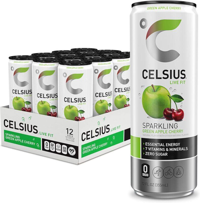

CELSIUS Sparkling Green Apple Cherry Pack of 12 Energy Drink