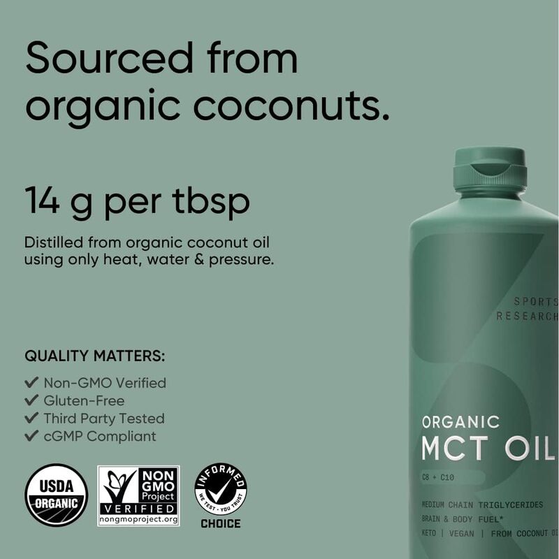 Sports Research Keto MCT Oil with Organic Coconuts, 946ml, Unflavoured