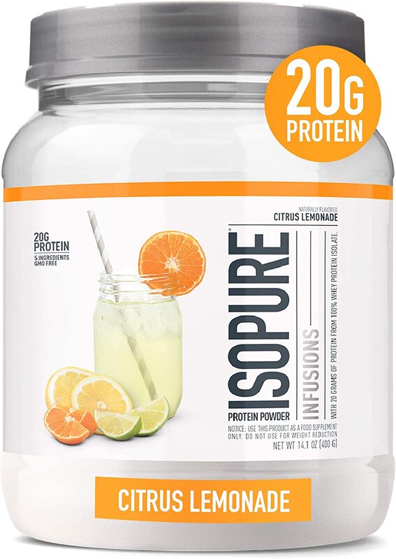 Isopure Protein Powder, Clear Whey Isolate Protein, Post Workout Recovery Drink Mix, Gluten Free with Zero Added Sugar, Infusions- Citrus Lemonade, 16 Servings