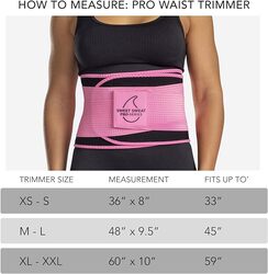 Sweet Sweat Waist Trimmer 'Pro Series' Belt with Adjustable Velcro Straps for Men & Women Black/Pink XS/S