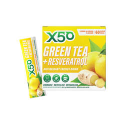 X50 Green Tea+Resveratrol Antioxidant Energy Drink 60 Servings Lemon Ginger