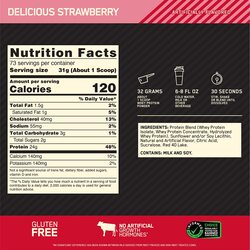 Optimum Nutrition Gold Standard 100% Whey Protein, 5 Lbs, Delicious Strawberry