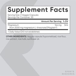 Sports Research Magnesium L-Threonate 2000mg 90 veggie capsules