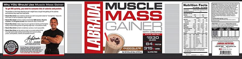 Labrada Muscle Mass Gainer, 6 Lbs, Chocolate