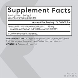 Sports Research Astaxanthin Triple Strength 12mg 60 softgels supports antioxidant activity