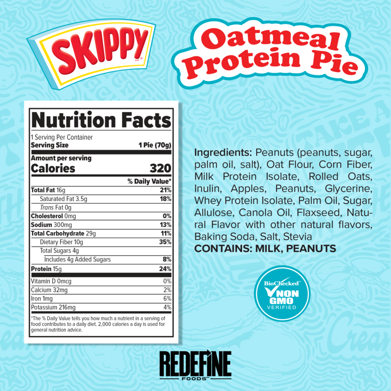 Redefine Foods FX Oatmeal Protein Pie Skippy Peanut Butter 70g Packs of 8