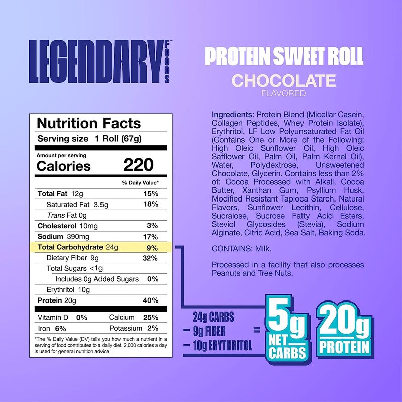 Legendary Foods Protein Sweet Roll 67g Chocolate (1x8)