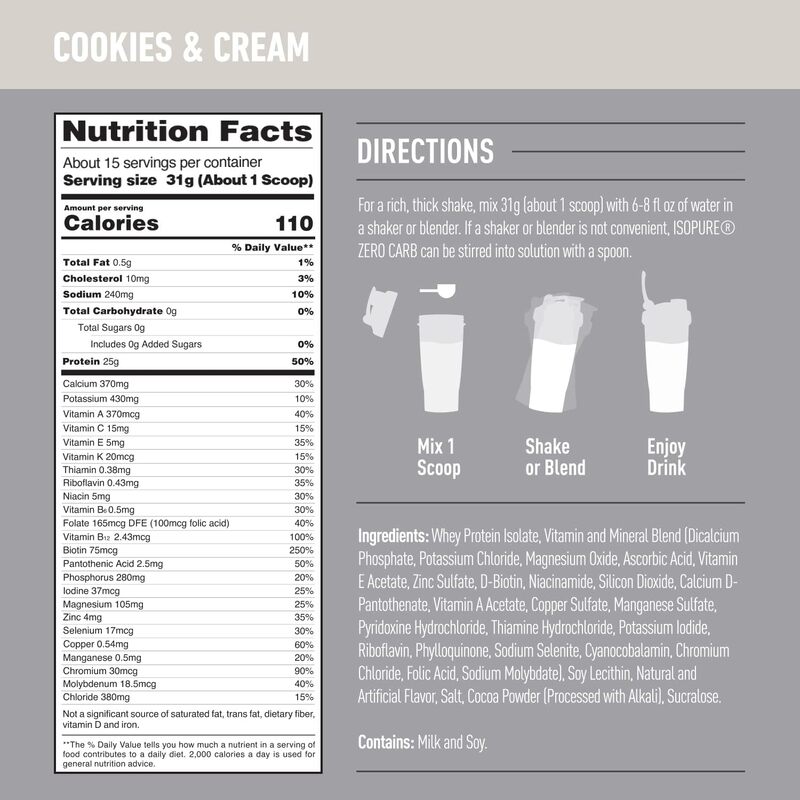 NB Isopure Zero Carb 1lb Cookies & Cream