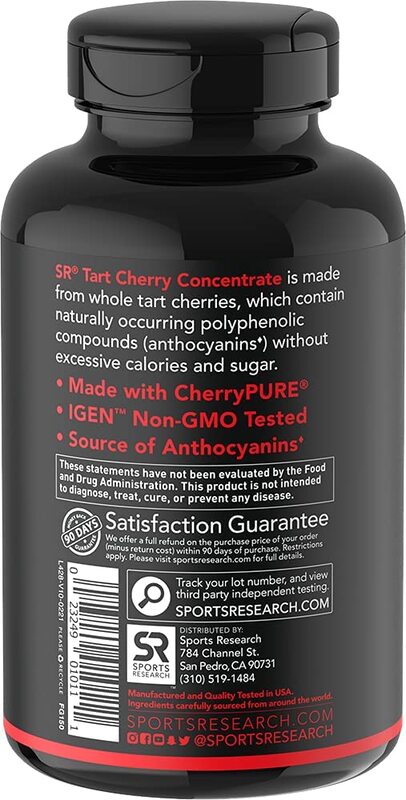 Sports Research Tart Gluten-free Cherry Concentrate Supplement, 60 Softgels