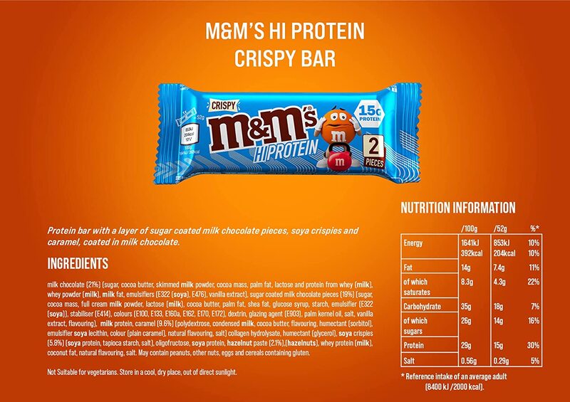 M&M's Crispy Hi-Protein Bar, 12 Piece x 52g