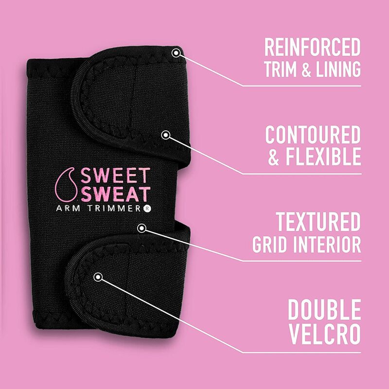 Sports Research Sweet Sweat Arm and Thigh Trimmer Combo, Medium, Black/Pink