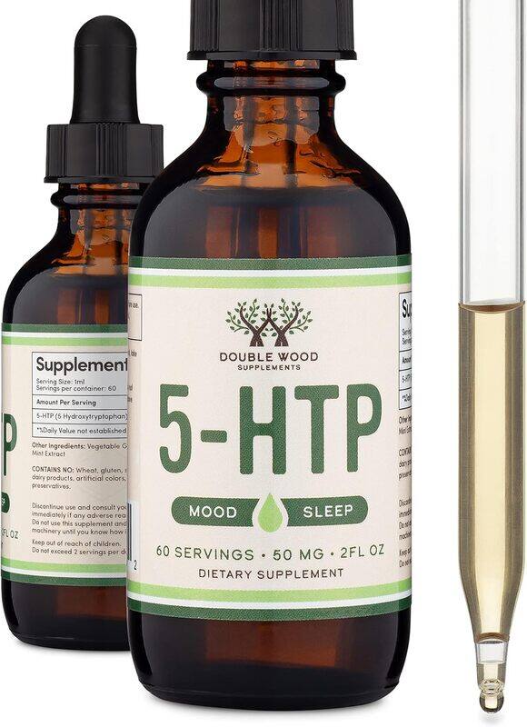 

Double Wood 5-HTP Liquid Drops Mood and Sleep Supplement 60 Servings 50 MG