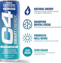 C4 Smart Energy Drink Sparkling Blue Raspberry 355 ml Pack of 12