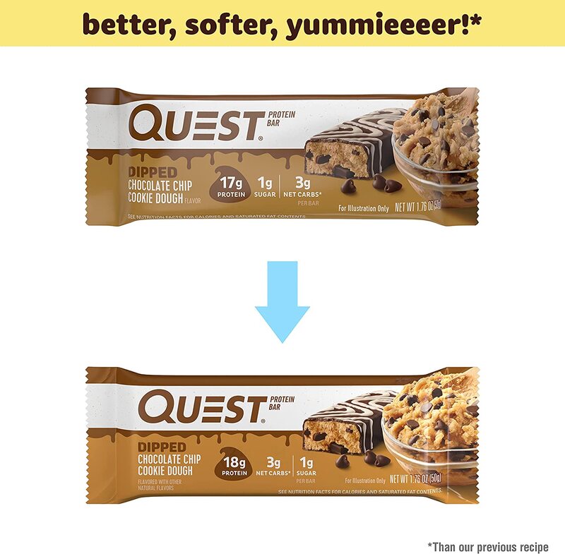 Quest Chocolate Chip Cookie Dough Protein Bar, 12 Piece x 60g