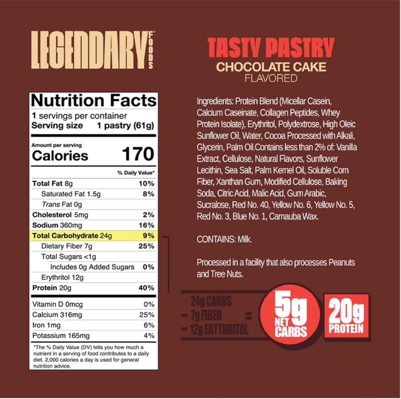 Legendary Foods Tasty Pastry 61g Chocolate Cake ( 1x10 )