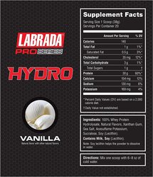 Labrada New Pro-Series Hydro 100% Hydrolyzed Whey Protein Isolate Powder, 760g, Vanilla