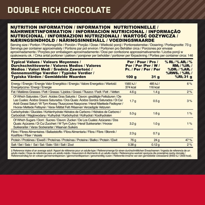 ON 100% Gold Std Whey 10lb Double Rich Chocolate
