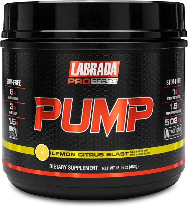 Labrada New Pro Series Pump All-In-One Pre-Workout Supplement Powder, 480g, Lemon Citrus Blast